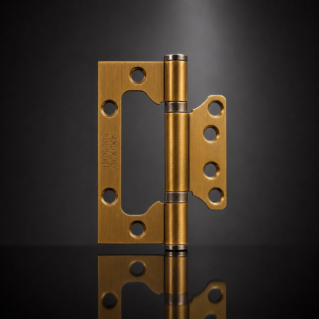 Flush Door Hinge - Satin Brass - Image 3
