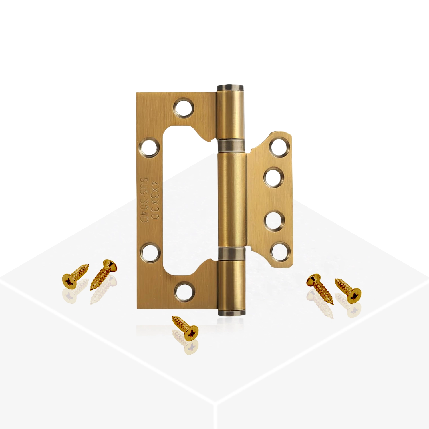 Flush Door Hinge - Satin Brass - Image 2